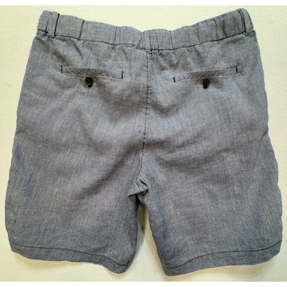 Banana Republic Mens Aiden Short Stretch Sz 34 Navy White Houndstooth Drawstring - Picture 2 of 9